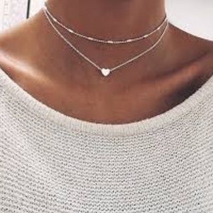 Cute Golden Dot Heart Charm Necklace